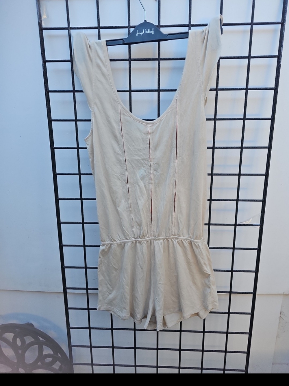 Tavik Cream Sleeveless Romper with Subtle Pink Trim